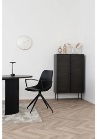 Kyoto polcos szekrény, 2 ajtós, tölgyfa furnér, füstölt, fekete fém lábak 80x40x130 cm