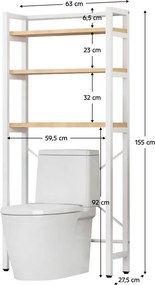 Polcállvány WC fölé, tölgy natural/fehér, BALRAM