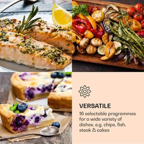 Klarstein AeroVital Cube Chef, forrólevegős fritőz, 1700 W, 14 l, 16 program, felső és alsó fűtés