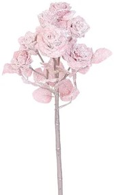 Rózsa műgally csillámporral rózsaszín, 39 cm