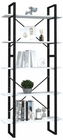 5 szintes fehér szerelt fa könyvszekrény 80 x 30 x 175 cm