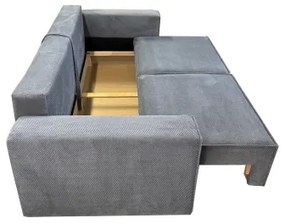 RONDA szürke, kihúzható háromüléses kanapé tárolóval