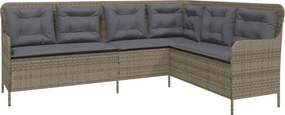 vidaXL szürke polyrattan L-alakú kerti kanapé párnákkal