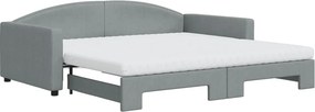 vidaXL világosszürke kihúzható szövet heverő matracokkal 100 x 200 cm