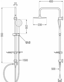 Mexen T67 zuhanygarnitúra felső fejjel 23cm, króm / fehér, 798676793-00