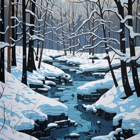 Poszter 50x50cm Folyó a téli időszakban