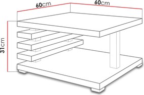 Modern dohányzóasztal STORO - fehér