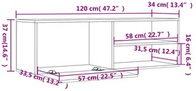 füstös tölgy színű szerelt fa TV-szekrény 120x34x37 cm