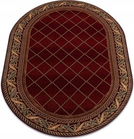 Nappali szőnyeg gyapjú Omega ovális Kastor 2 Kockás Keret piros 200x300 cm