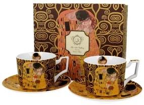 Porceláncsésze+alj, 270ml, 2 személyes, dobozban, Klimt: The Kiss