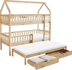 Montessori emeletes ágy pótággyal, természetes, VENITA TYP 1