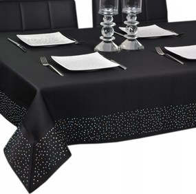 abrosz dekoratív asztalterítő 320x140 cm, fekete, cirkónia kövekkel