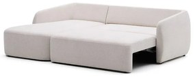 Krémszínű zsenília kinyitható sarokkanapé (bal oldali-heverő résszel) Laira – Kave Home