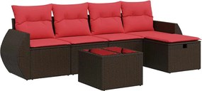 vidaXL 6 részes barna polyrattan kerti ülőgarnitúra párnával