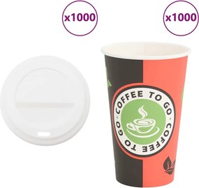 vidaXL 1000 db papír kávéscsészék fedővel 16oz 400ml