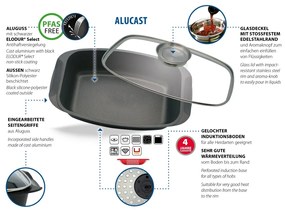 Elo 84932 Sütőedény üvegfedővel és aromásfogantyúval Alucast 40 x 22 cm