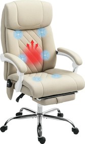 HOMCOM 6- pontos masszázsfunkciós irodai szék, dönthető íróasztali szék fűtő funkcióval, állítható lábtartóval, magas háttámlával, távirányítóval a ta