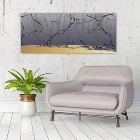 Kép - Kék és arany absztrakció N⁰1 (120x50 cm)