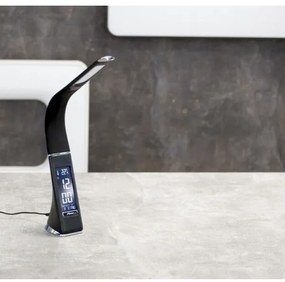 Immax 08947L - LED Asztali lámpa kijelzővel LEATHER LED/6,5W/5V fekete