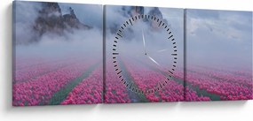 Kép - Tájkép tulipánmezőkkel (órával) (90x30 cm)