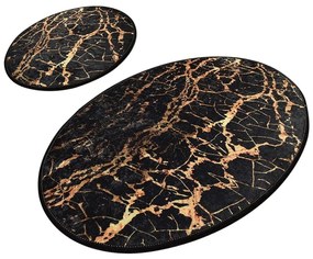 Gold Marble 2 db-os fekete ovális fürdőszobai kilépő szett - Foutastic