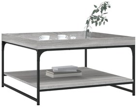 szürke sonoma szerelt fa és vas dohányzóasztal 80 x 80 x 45 cm