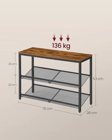 VASAGLE cipőtartó állvány 8x75x53cm, barna–tintafekete