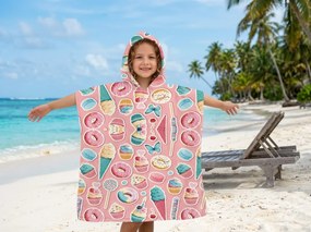 Gyermek poncsó SWEETIE rózsaszín 60x120 cm