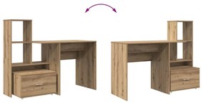 Asztal fiókkal kézműves tölgy 131.5 x 50 x 106.5 cm Faanyag