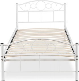 Fém ágy 90x200 cm méretben, fehér színben GRIFFIN