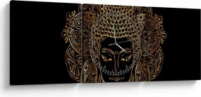 Arany Buddha képe (órával) (90x30 cm)