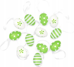 Húsvéti tojás medál Húsvéti zöld minták 4cm 12db