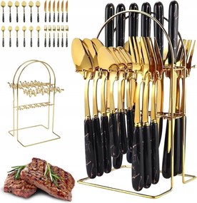 24DB Evőeszköz Rozsdamentes Acél Márvány Tartó Állvány Otthoni Használatra