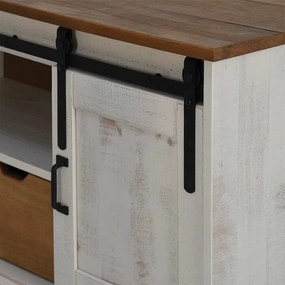 HALDEN fehér tömör fa TV szekrény tolóajtóval 110x40x60 cm