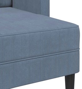 kék vászon 2 üléses kanapé L-alakú kanapéval 125 cm