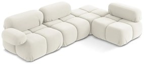 Fehér bársony moduláris sarokkanapé (jobb oldali) Lokua – Makamii