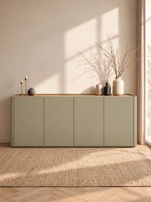 Elivo négyajtós komód 200 cm - eukaliptusz / baltic dune tölgy