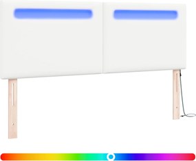 vidaXL LED ágytámla Fehér 160 cm Műbőr
