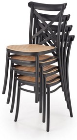 Nikola étkezőszék, rattan / fekete