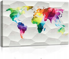 Vászonkép 60x40 Világtérkép geometrikus színes absztrakt kontinensek