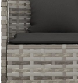 L-alakú szürke polyrattan kerti kanapé párnával