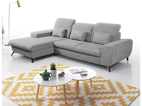 Kihúzható L alakú kárpitozott sarokkanapé ALTA, balos, szürke, tárolóval