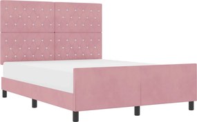 vidaXL Boxrugós ágy fejtámlával Rózsaszín 140 x 190 cm Bársony