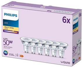 KÉSZLET 6x LED Izzó Philips GU10/4,6W/230V 2700K