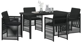 5 Darabos Kert Étlkező Szett Párnákkal Fekete Poly Rattan