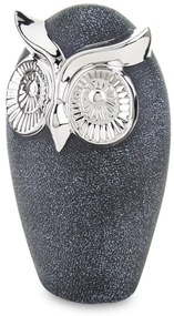 Modern design szürke bagoly asztali dekorációs szobor ezüst szemekkel 20x11,5x9,5cm
