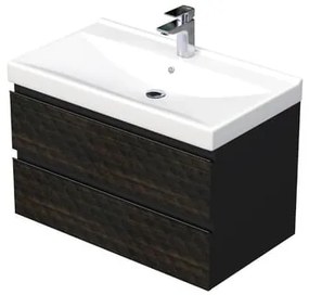 Fürdőszobaszekrény mosdóval SAT Cube Way 80x47,5x46 cm barna matt CUBE3D46802ZHVER