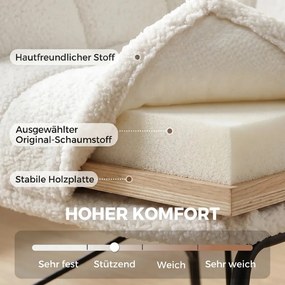 HOMCOM Modern lounge fotel, integrált karfákkal, fém lábakkal, 69 x 68 x 78,5 cm, krémfehér