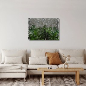 Kép - Betonfal növényekkel (üvegen) (70x50 cm)