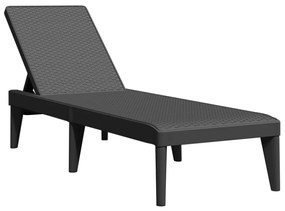 antracitszürke PP napozóágy 186 x 60 x 29 cm